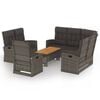 vidaXL Garden Lounge Set Grey PE Rattan 4 Piece Set Adjustable Armrests