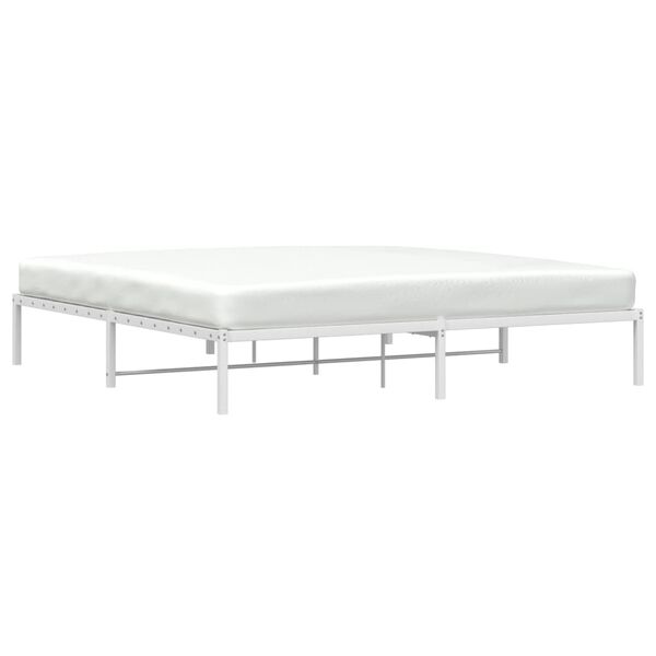 vidaXL Bed Frame White Steel Double Bed Frame Rectangular Modern