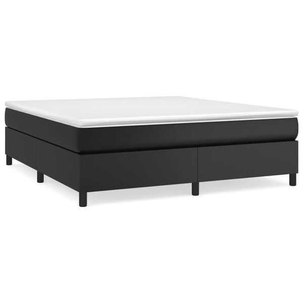 vidaXL Bed Frame Black Faux leather, plywood, engineered wood King