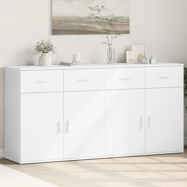 vidaXL Sideboard White Engineered Wood Medium Sideboard Rectangular