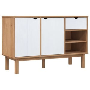 vidaXL Sideboard Brown and white Solid pine wood, engineered wood Medium