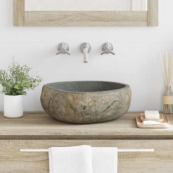 vidaXL Basin Light gray (38-45) x (30-35) x 15 cm River stone