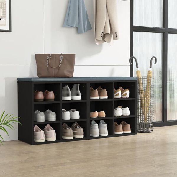 vidaXL Shoe Cabinet Set of 2 Black Engineered wood Medium Shoe Cabinet