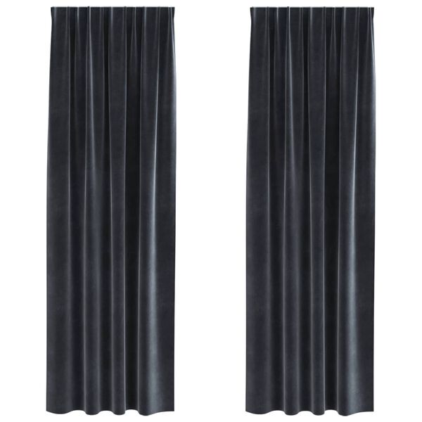 vidaXL Blackout Curtains 2 pcs Dark Grey 55.12 x 88.58 in Velvet