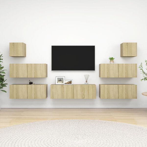 vidaXL Tv Cabinet Set Set of 7 Sonoma oak Engineered wood TV Cabinet Set