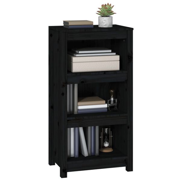 vidaXL Book Cabinet Black Solid pinewood Standard Book Cabinet