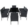 vidaXL 9 Piece Patio Dining Set with Cushions Poly Rattan Black