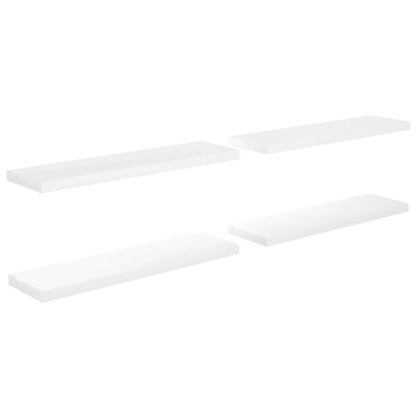 vidaXL Wall Shelf Set of 4 Shiny White Honeycomb MDF, Metal