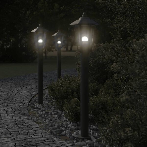 vidaXL Outdoor Floor Lamp Black Stainless Steel, Polycarbonate Medium