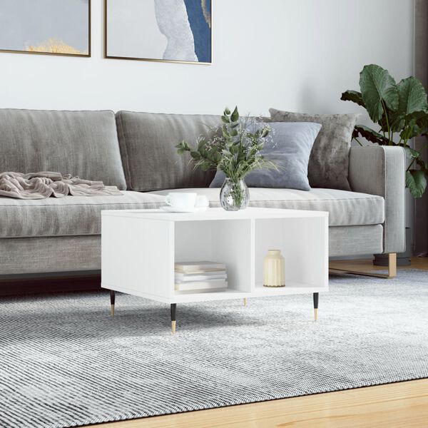 vidaXL Coffee Table White Engineered wood, metal Medium Coffee Table