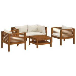 vidaXL Garden Lounge Set Cream Solid acacia wood, fabric (100% polyester)