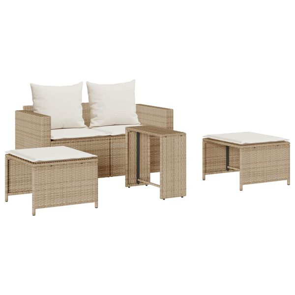 vidaXL Garden Sofa Set Beige and Cream White