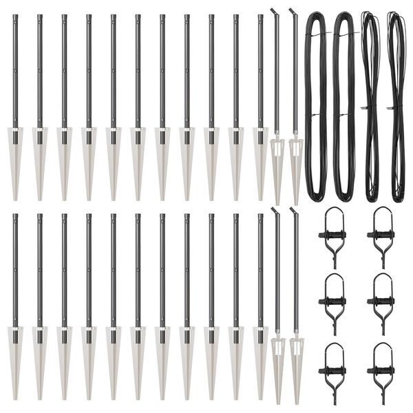 vidaXL Fence Post Other 26 pcs Grey 1.26 x 1.26 x 23.62 in Steel