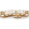 vidaXL Garden Lounge Set Cream Solid Acacia Wood Modular