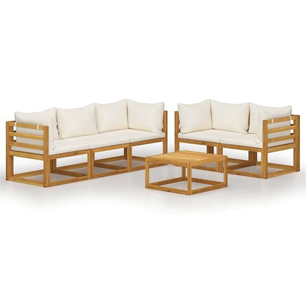 vidaXL Garden Lounge Set Cream Solid Acacia Wood Modular