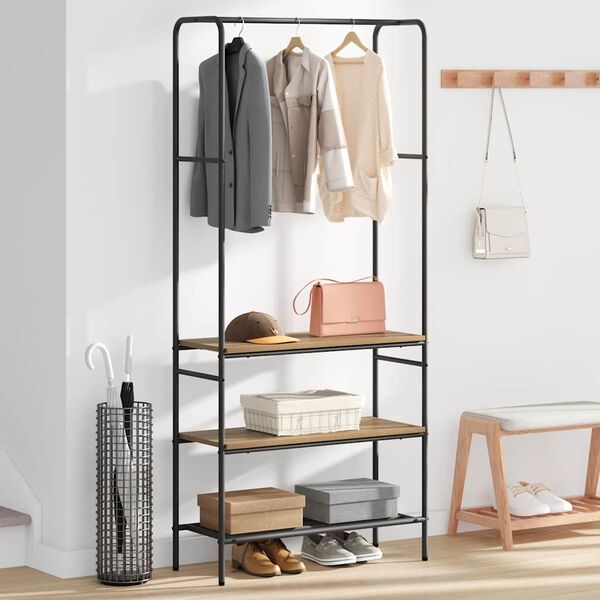 vidaXL Clothes Rack with Shelf Artisan Oak 30.31 x 11.81 x 67.32 in