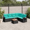 vidaXL 7 Piece Garden Sofa Set with Cushions Black Poly Rattan