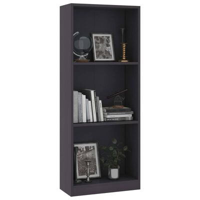 vidaXL 3-Tier Book Cabinet Gray 15.7"x9.4"x42.5" Engineered Wood