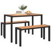 vidaXL Garden Dining Set with Cushion 3 pcs Brown Steel