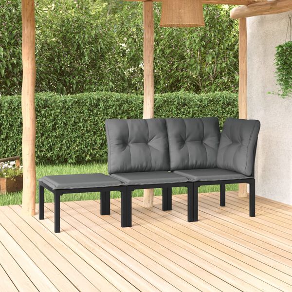 vidaXL Garden Lounge Set Black and Grey