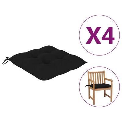 vidaXL Chair Cushions 4 pcs Black 19.7"x19.7"x2.8" Fabric