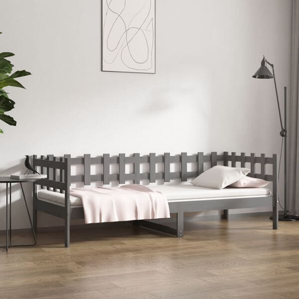 vidaXL Day Bed Grey Solid pine wood Twin