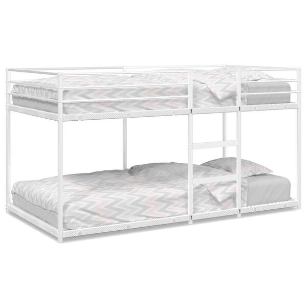 vidaXL Bunk Bed White Steel, mesh fabric Twin Bunk Bed Rectangular