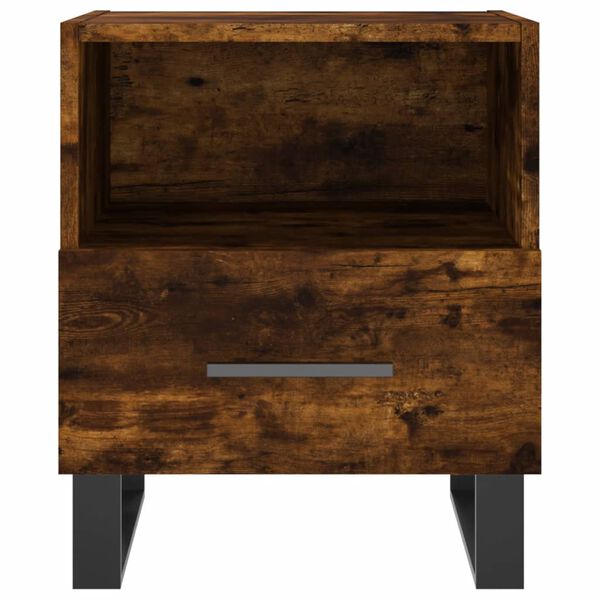 vidaXL Bedside Cabinet Smoked Oak Engineered wood, Iron Medium