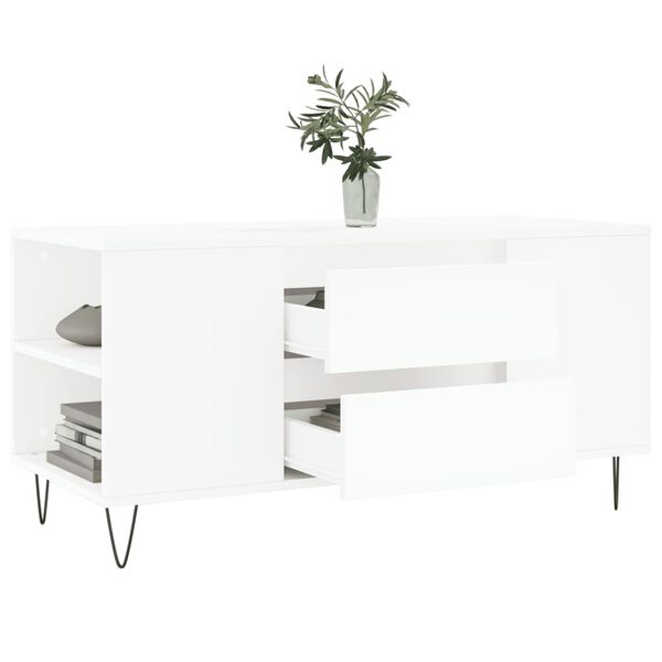 vidaXL Coffee Table White Engineered wood, metal Medium Coffee Table