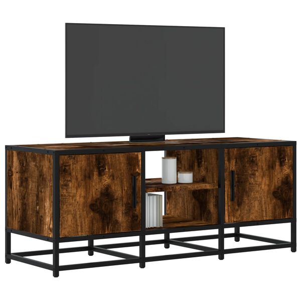 vidaXL TV Cabinet Smoked Oak Engineered wood, Metal Medium TV Cabinet