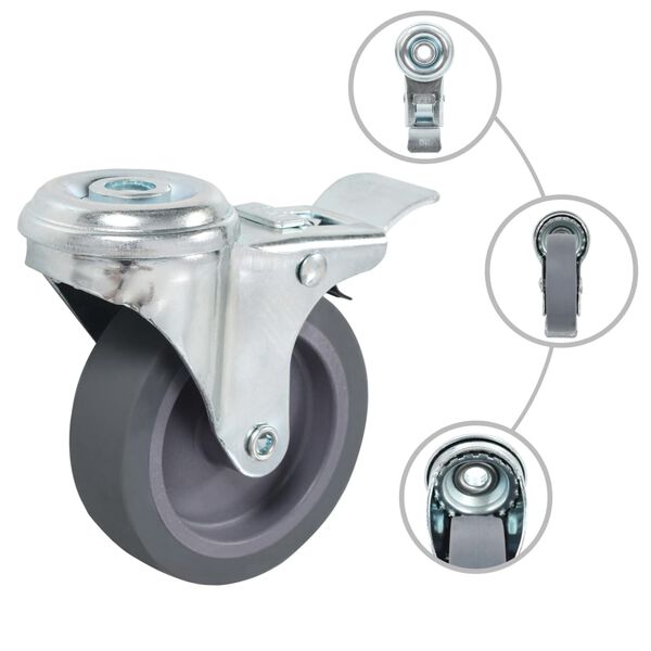 vidaXL Bolt Hole Swivel Casters with Double Brakes 4 pcs 2.95 "