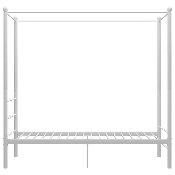 vidaXL Bed Frame White Powder-coated metal Single Tough Bed Frame