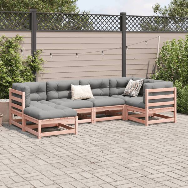 vidaXL Garden Sofa Set Reddish brown, Grey Douglas fir wood 6 Piece Set