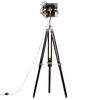 vidaXL Floor Lamp Black and silver Solid mango wood, steel, aluminum