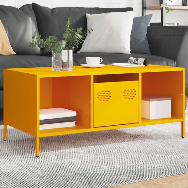 vidaXL Coffee Table Mustard Yellow Cold-rolled Steel Moderate