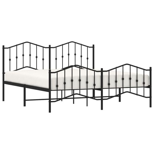 vidaXL Bed Frame Black Powder-Coated Steel 63x79 in Bed Frame