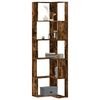 vidaXL Corner Bookcase 5-Tier Smoked Oak 19.7x19.7x70.5" Engineered Wood