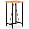 vidaXL Bar Set Brown and Black Solid Acacia Wood, Genuine Leather, Steel