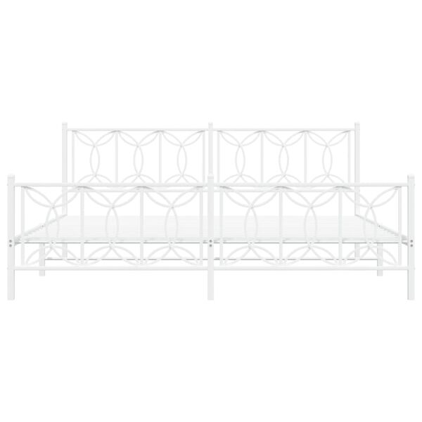 vidaXL Bed Frame White Steel Double Bed Frame Rectangular Modern