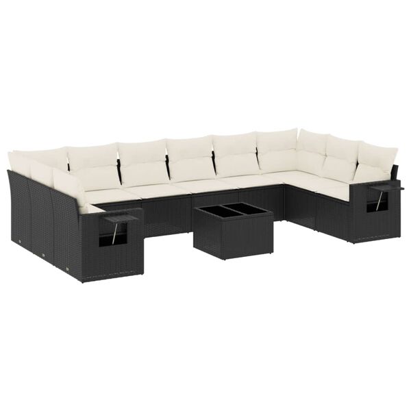 vidaXL Garden Sofa Set Black, Cream White