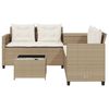 vidaXL Patio Sofa with Table and Cushions L-Shaped Beige Poly Rattan