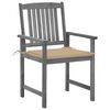 vidaXL Patio Chair Set of 4 Gray Solid acacia wood Standard Durable