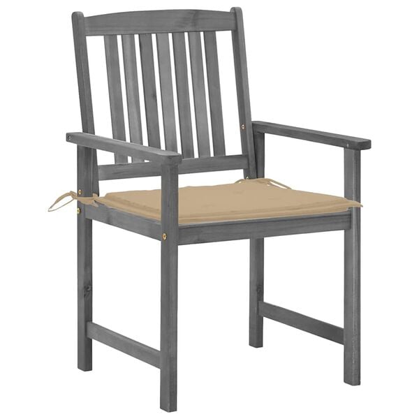 vidaXL Patio Chair Set of 4 Gray Solid acacia wood Standard Durable