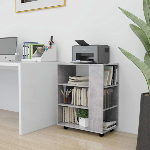 vidaXL Storage Cabinet Concrete gray Engineered wood Rollable