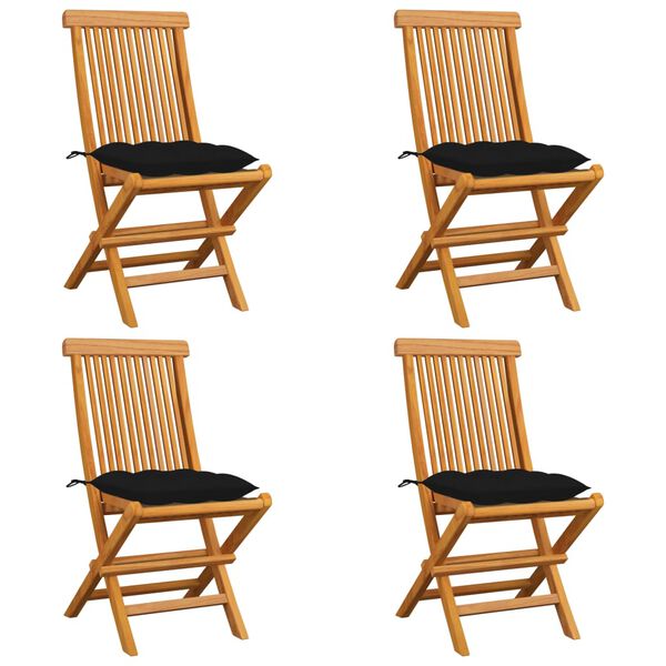 vidaXL Patio Chair Set of 4 Teak Fine Sanded Hardwood Standard