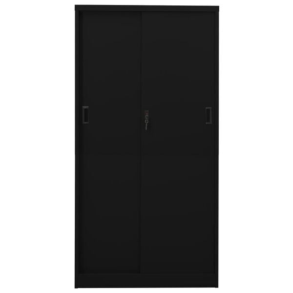 vidaXL Office Cabinet Black Steel Large Height-Adjustable Shelves