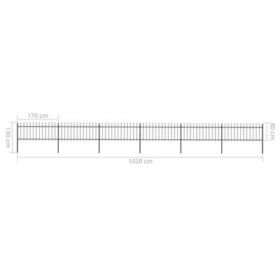 vidaXL Garden Fence with Spear Top Steel 401.6"x31.5" Black