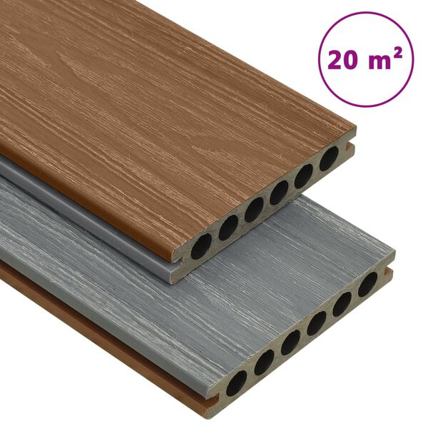 vidaXL WPC Decking Boards with Accessories Brown and Grey 65.6 '&sup2; 13.1 ' (8x149001)