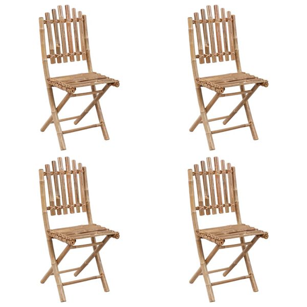 vidaXL Outdoor Dining Set Cream, Natural Bamboo Bamboo, Polyester