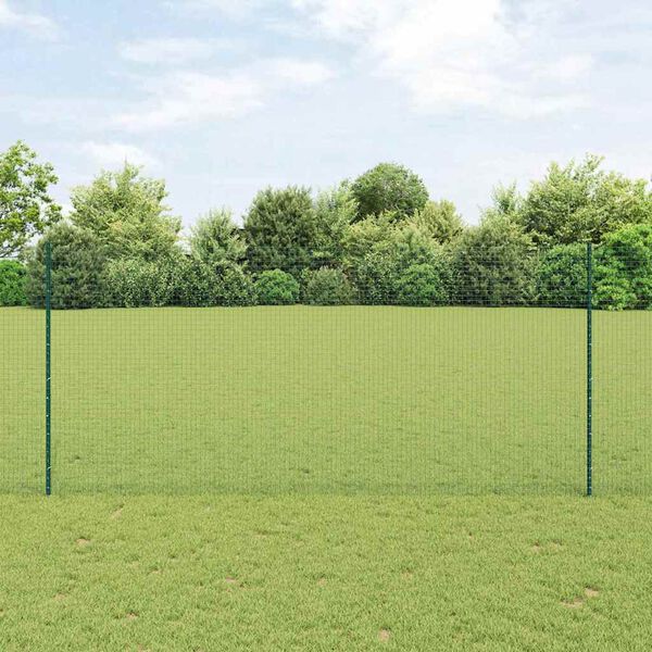 vidaXL Fence with Post Green 4.59 x 164.04 ft Steel and PVC